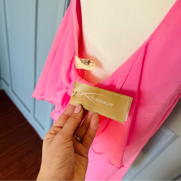 NWT Francesca’s Pink Bow Tie Halter Low Back Mini Dress - Picture 5 of 7